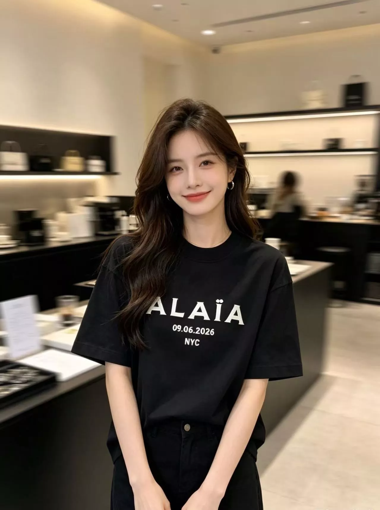 알라이아 미니멀 레터링 로고 반팔 탑 상세 이미지 15