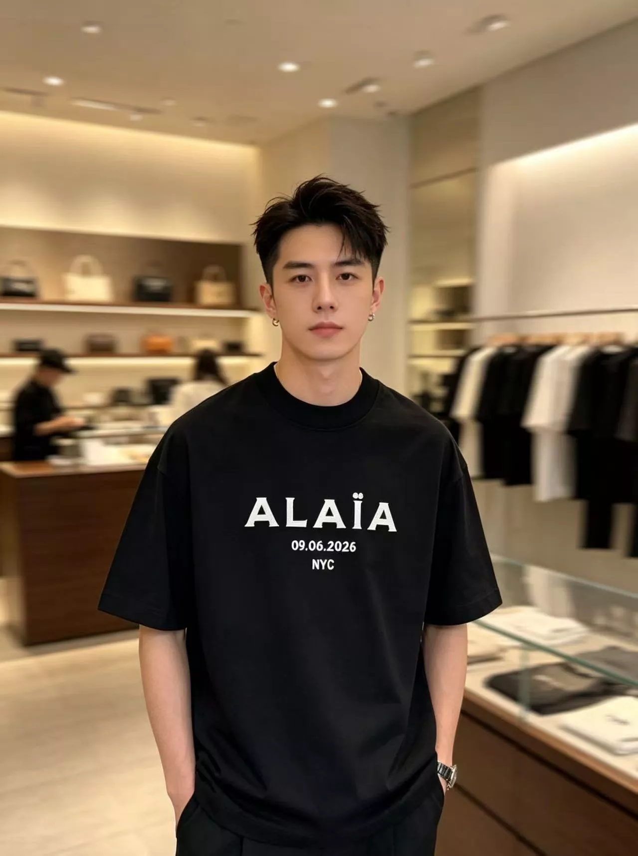 알라이아 미니멀 레터링 로고 반팔 탑 상세 이미지 18