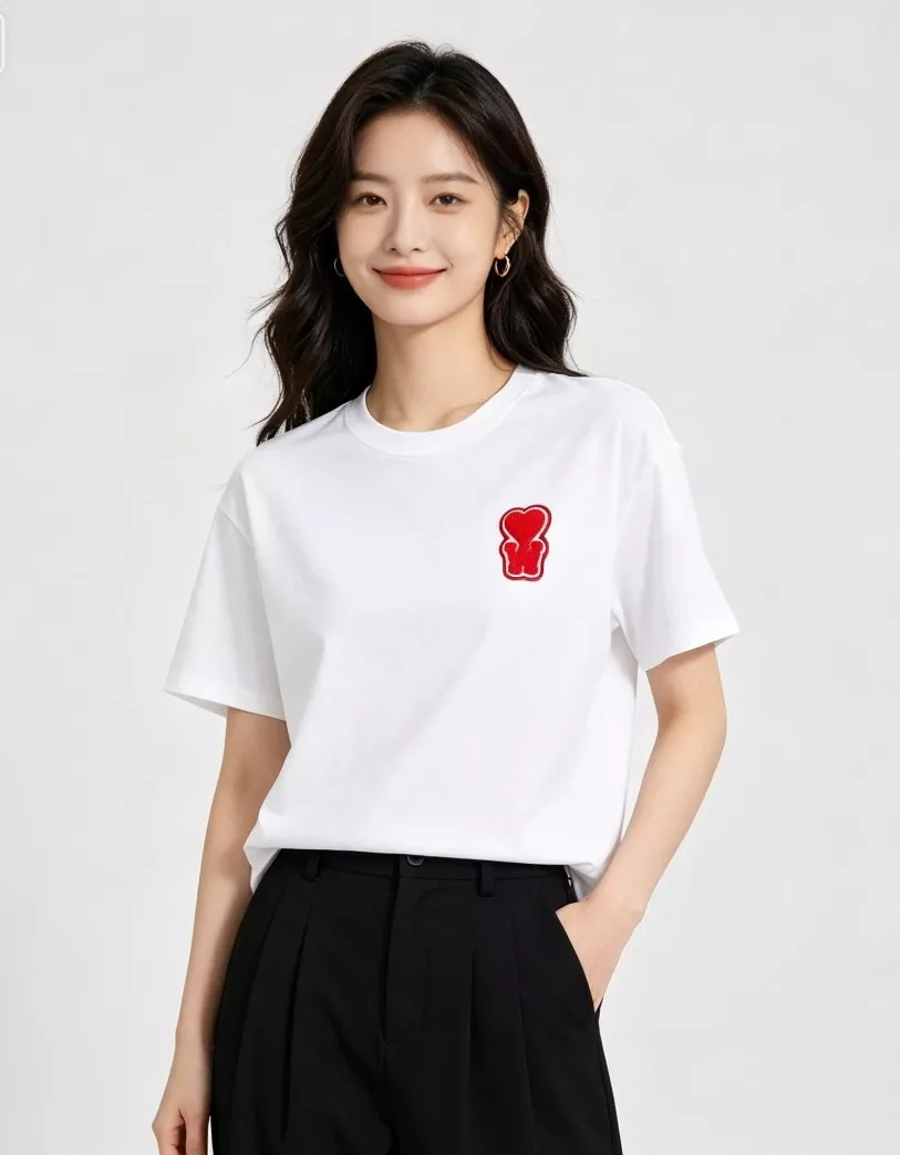 아미 하트 로고 자수 반소매 티셔츠 상세 이미지 14