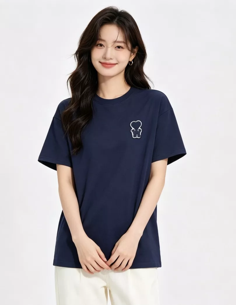 아미 하트 로고 자수 반소매 코튼 티셔츠 상세 이미지 12