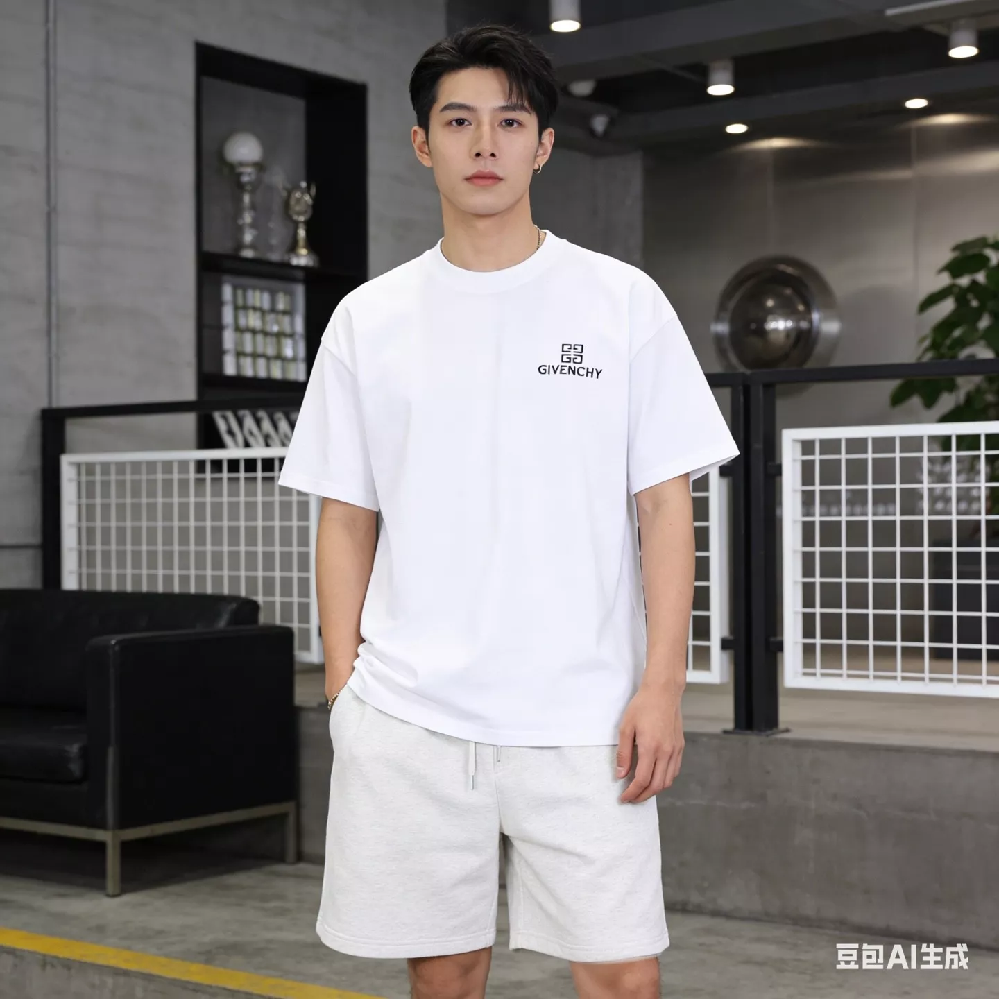 지방시 포 스퀘어 프린트 반소매 탑 상세 이미지 14