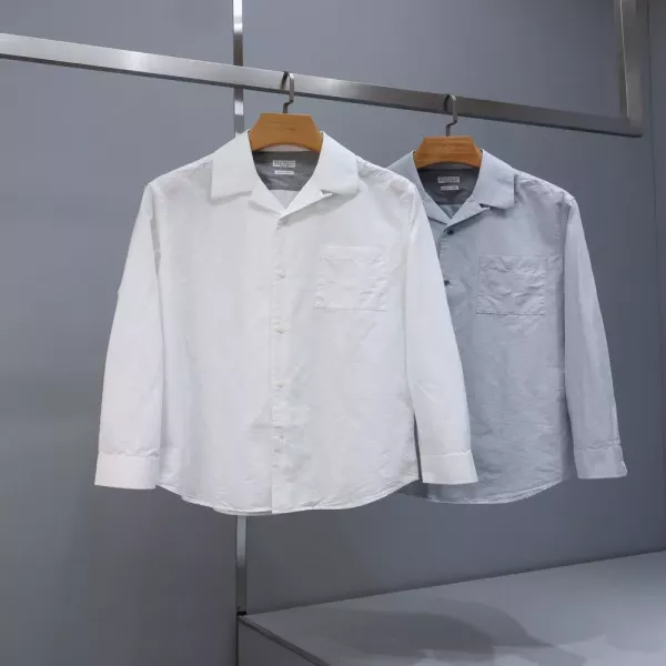 브루넬로쿠치넬리 원포켓 오픈카라 코튼 셔츠