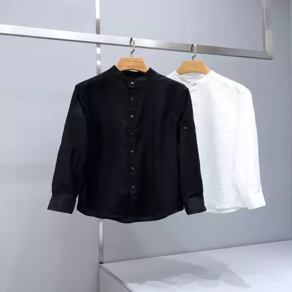 브루넬로쿠치넬리 라운드넥 린넨 긴소매 셔츠