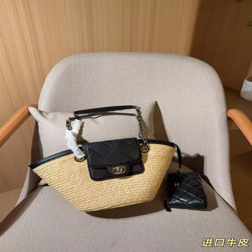 샤넬 라피아 브레이드 비치백
