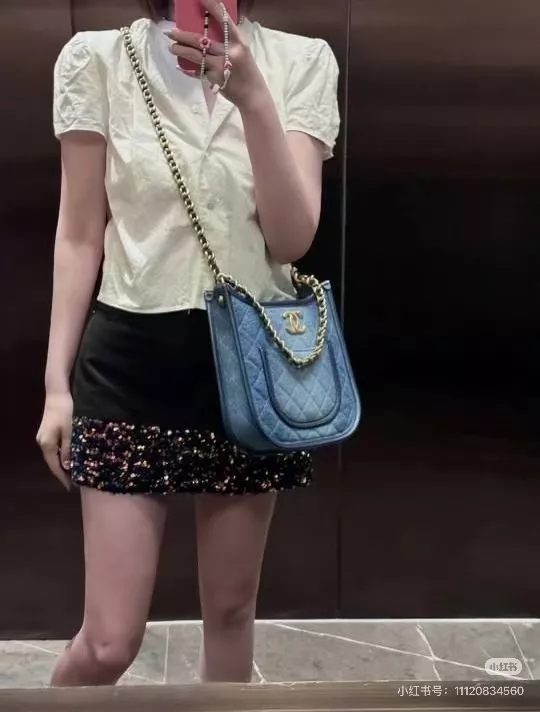 샤넬 데님 그라데이션 체인 숄더백 상세 이미지 12