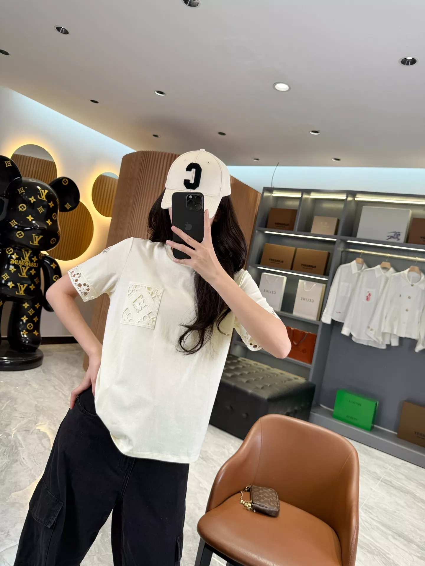 몽클레어 레이스 자수 포인트 반소매 탑 상세 이미지 63