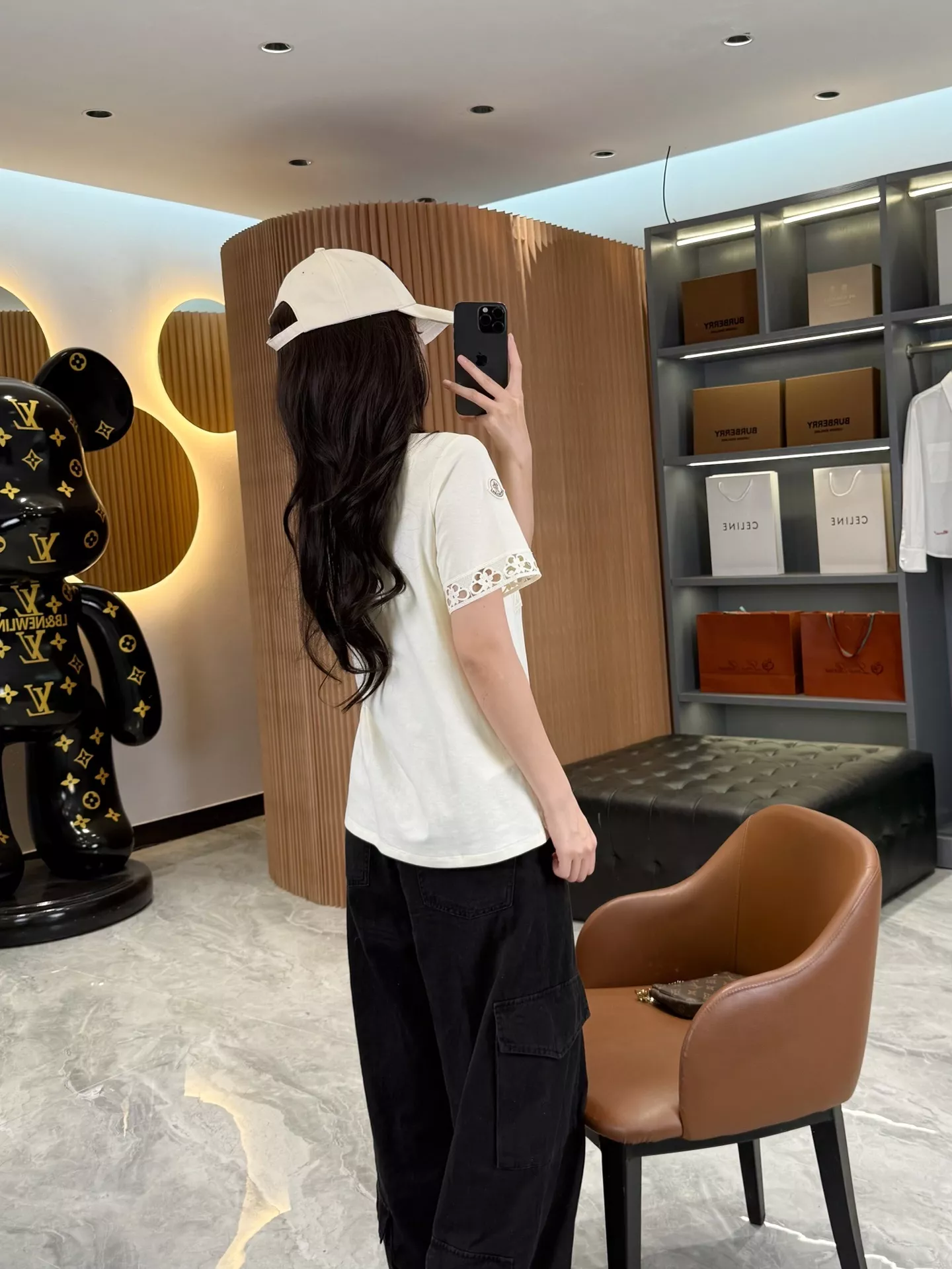 몽클레어 레이스 자수 포인트 반소매 탑 상세 이미지 68