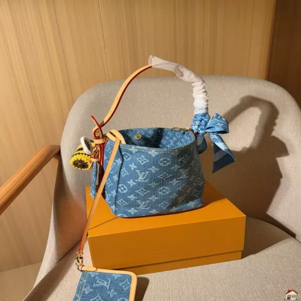 루이비통 데님 버킷 스타일 백