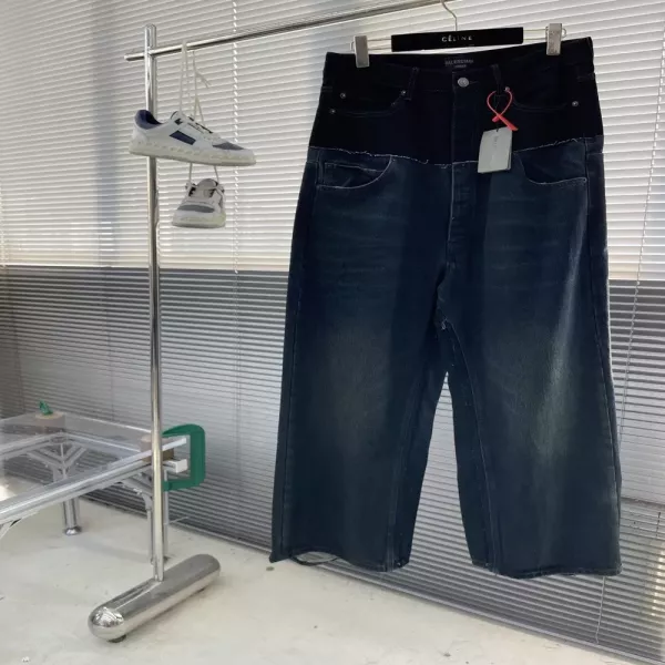 발렌시아가 배색 포켓 데님 팬츠