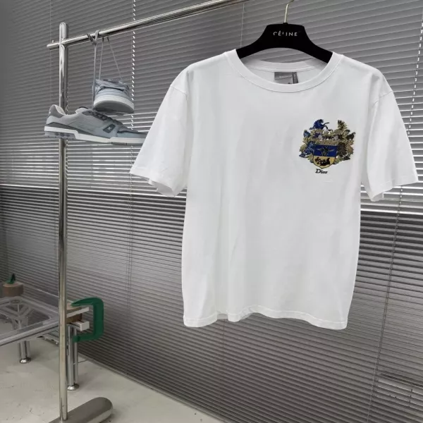 디올 블라종 자수 로고 라운드 티셔츠