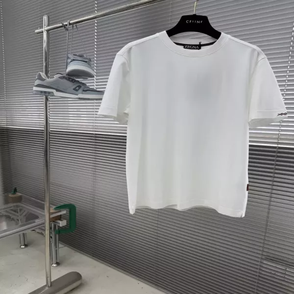 제냐 라이셀 원단 라운드넥 반팔 티셔츠