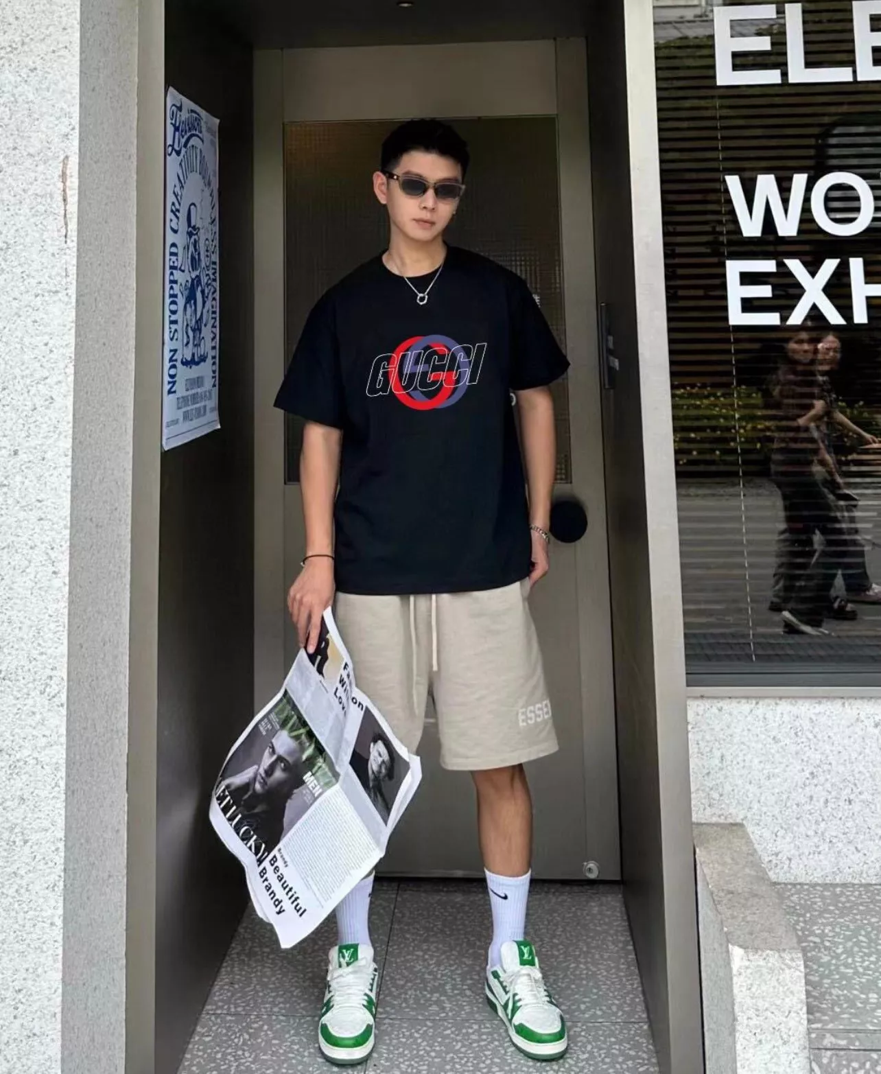 구찌 레드 블루 더블 G 프린트 반팔 상세 이미지 13