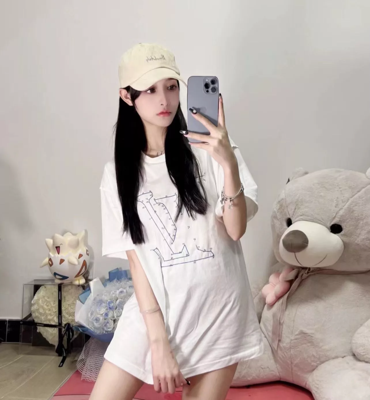 루이비통 별자리 좌표 자수 프린트 반소매 상세 이미지 11