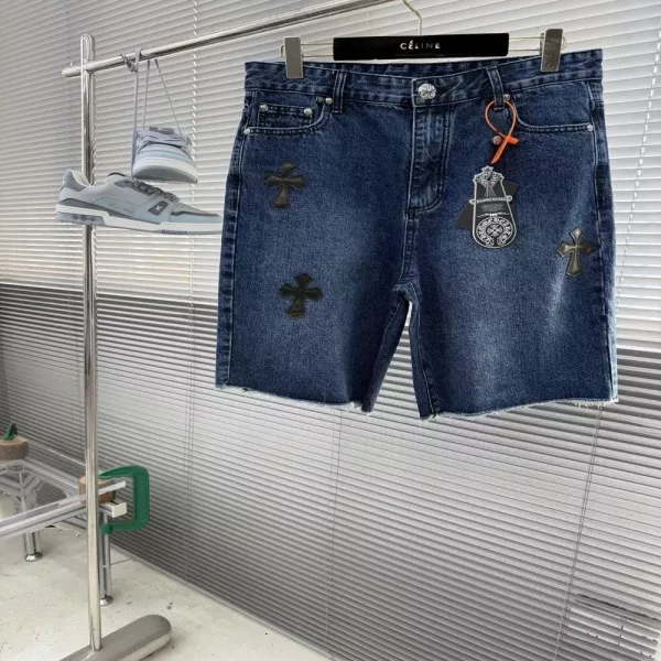 크롬하츠 크로스 패치 워싱 데님 하프 팬츠