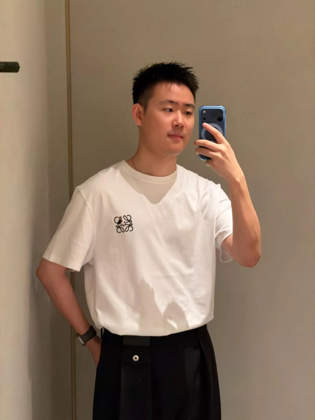 로에베 레더 패치 포인트 울 팬츠 상세 이미지 14