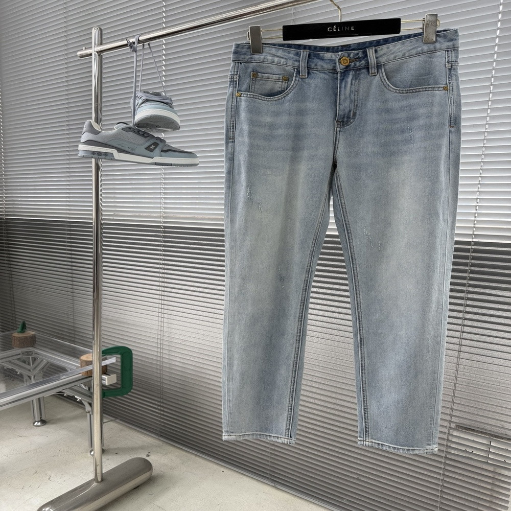 디올 연청 워싱 데님 롱팬츠