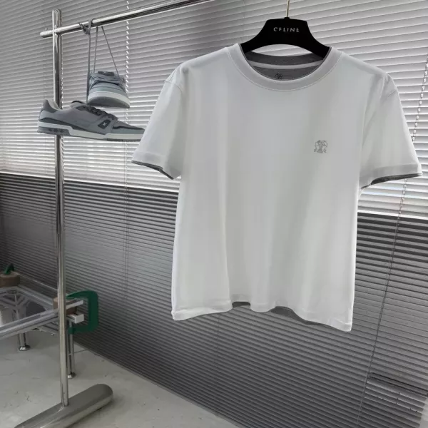 브루넬로쿠치넬리 자수 포인트 레이어드 반소매 티셔츠