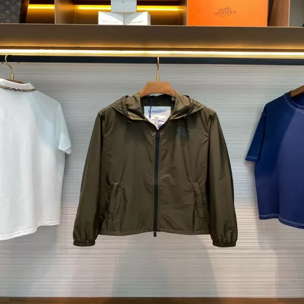버버리 전마 인쇄 후드 집업 재킷
