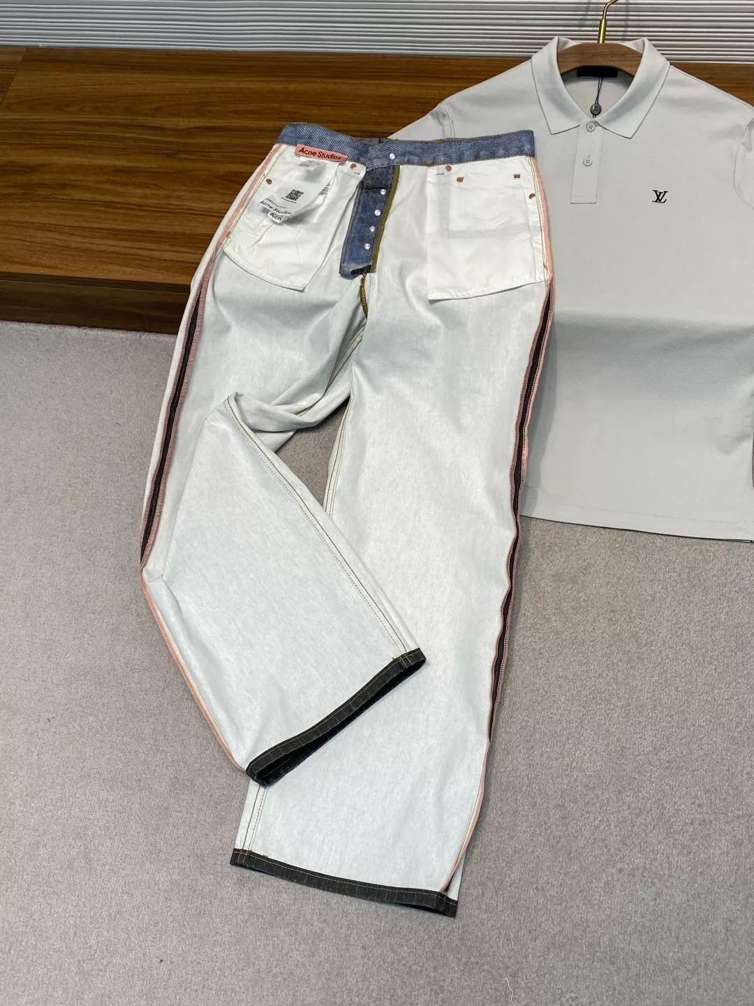 아크네스튜디오 스트라이프 프린트 와이드 데님 팬츠 상세 이미지 15