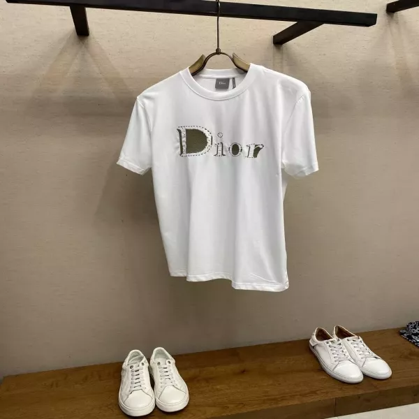 디올 자수 로고 코튼 반팔 티