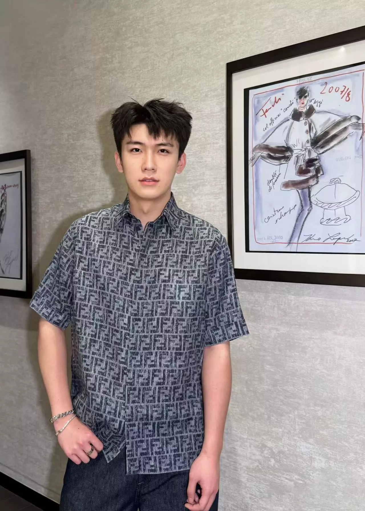 펜디 블루 FF 패턴 반소매 셔츠 상세 이미지 15