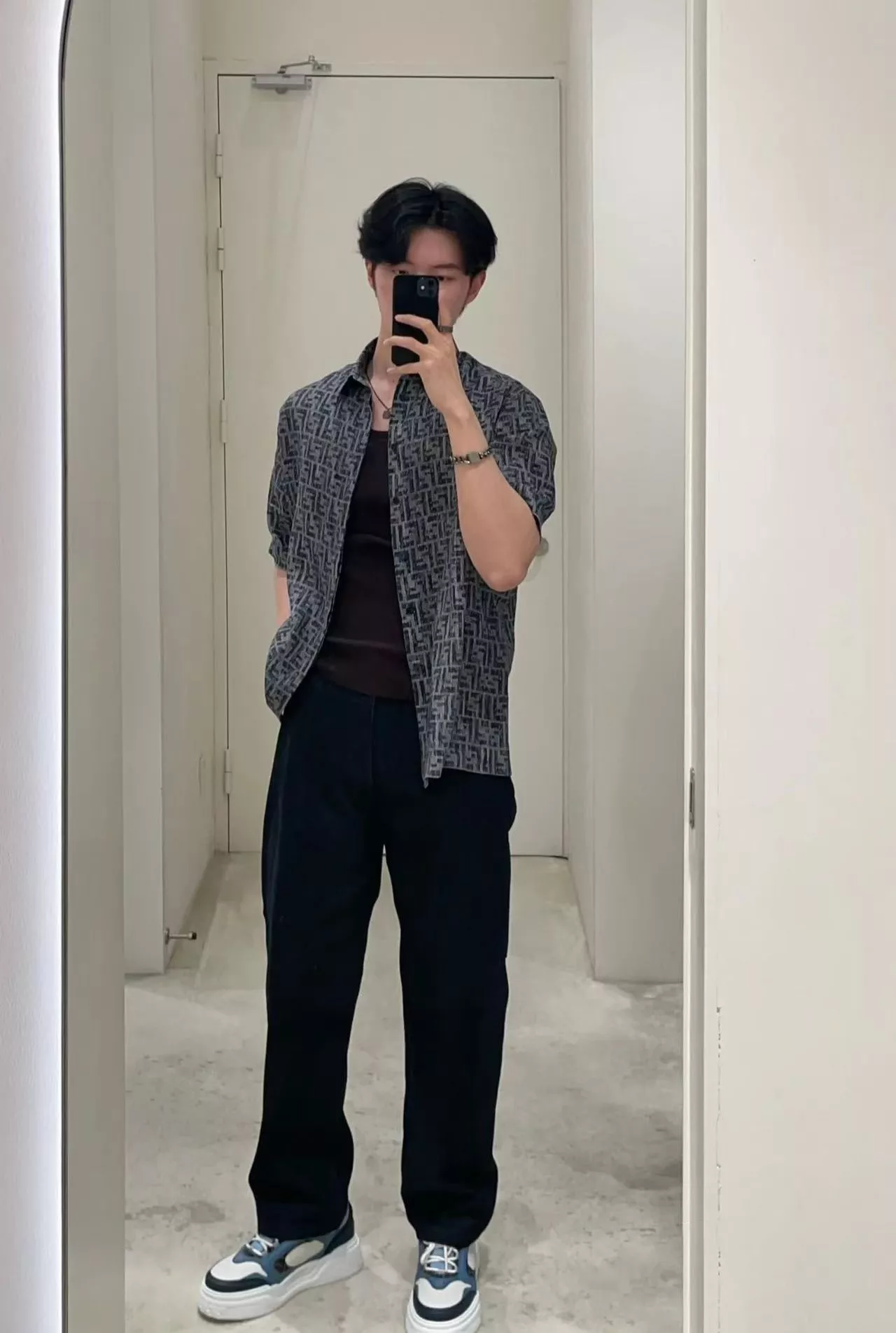 펜디 블루 FF 패턴 반소매 셔츠 상세 이미지 18