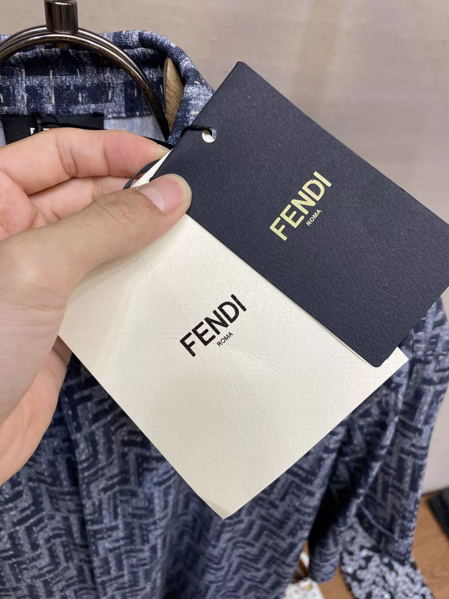 펜디 블루 FF 패턴 반소매 셔츠 상세 이미지 9