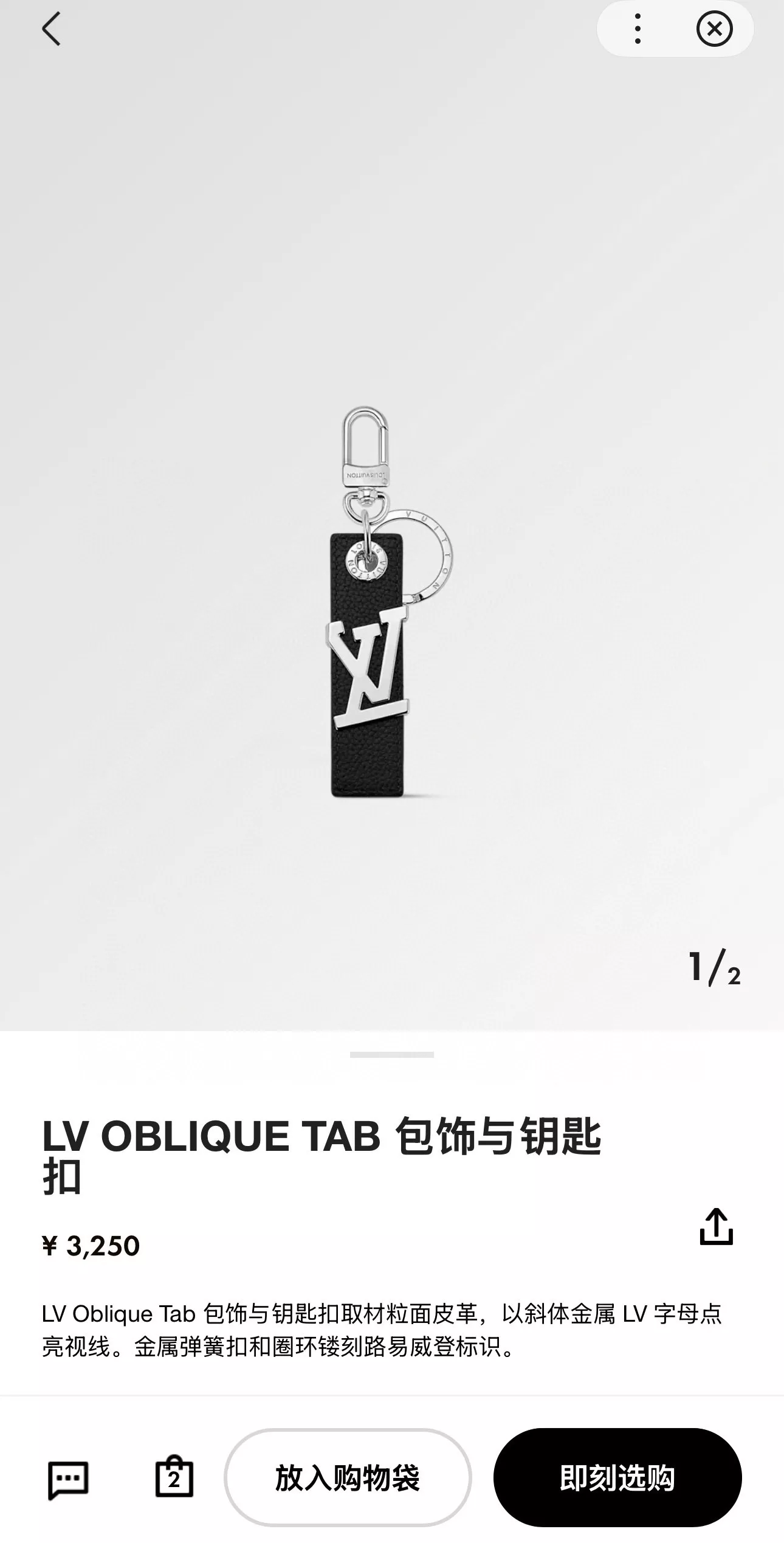 루이비통 오블리크 탭 가죽 키 장식 상세 이미지 2