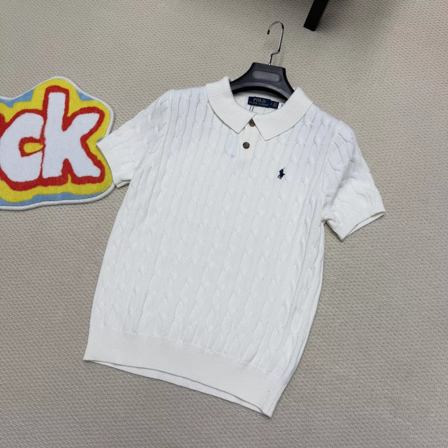 랄프로렌 케이블 짜임 로고 카라 니트 탑 상세 이미지 8