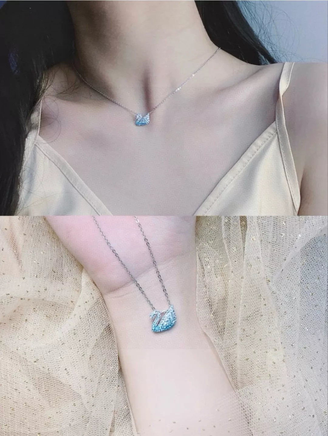 스와로브스키 그라데이션 블루 스완 네크리스 상세 이미지 8