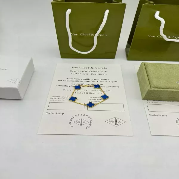 반클리프아펠 빈티지 알함브라 블루 마노 클로버 체인 주얼리