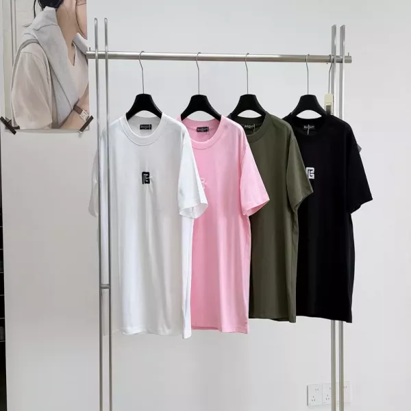 발망 자수 로고 라운드 반소매 티셔츠