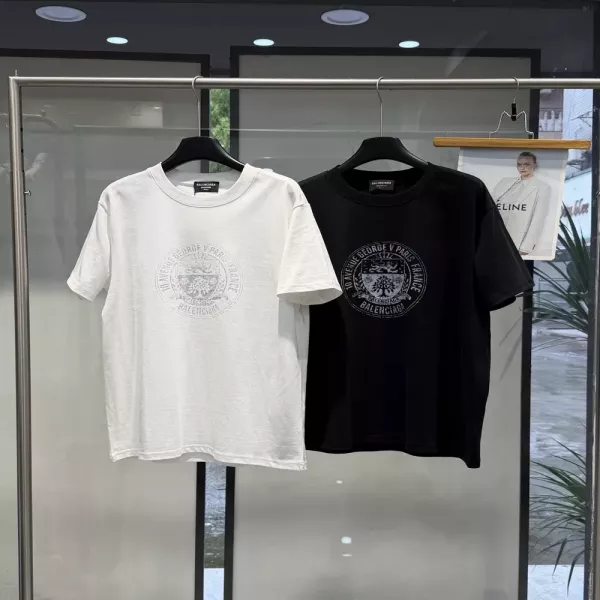 발렌시아가 원형 로고 프린트 티셔츠