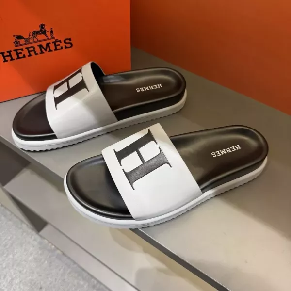 에르메스 H 로고 슬라이드 샌들