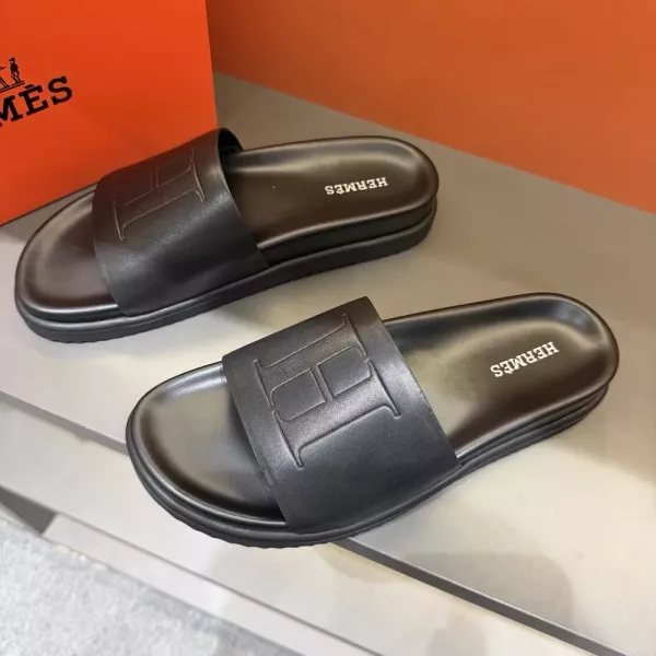 에르메스 H 로고 수제 슬리퍼