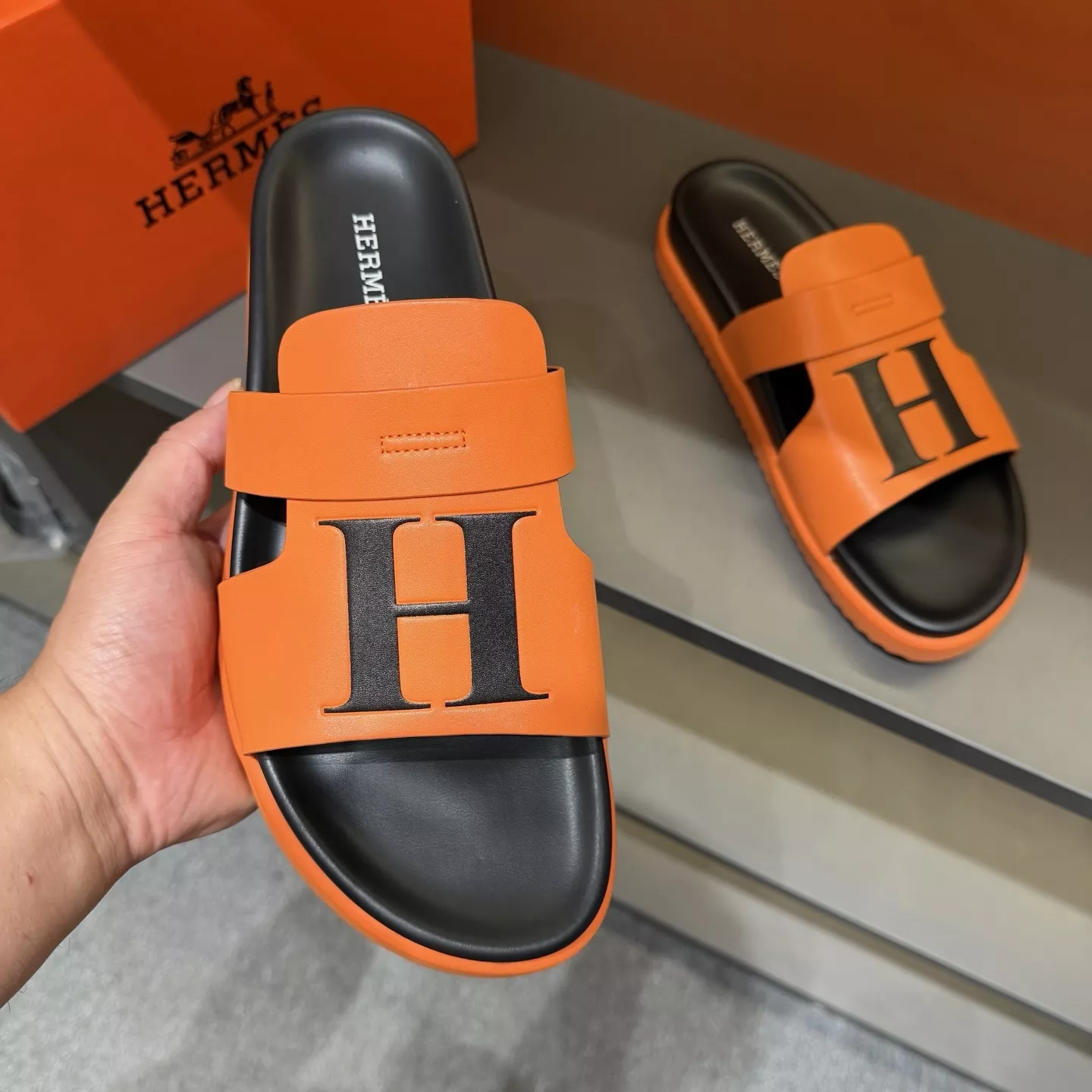 에르메스 H 로고 오렌지 슬라이드 상세 이미지 8
