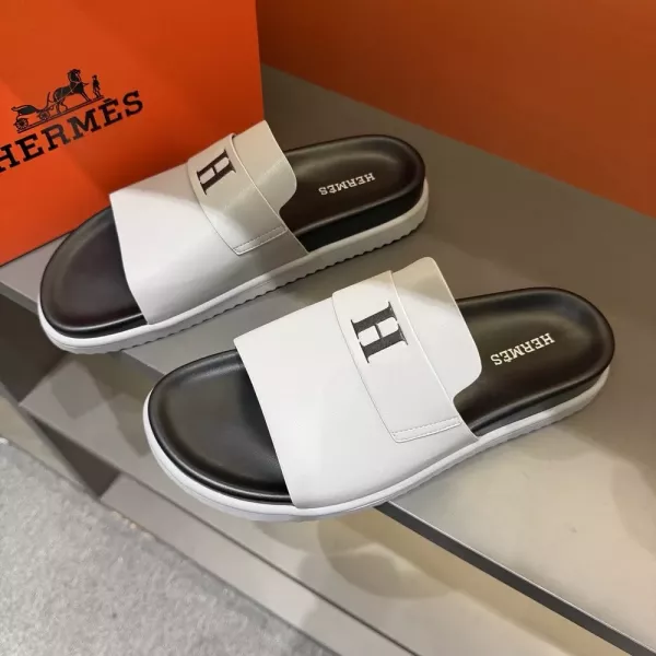 에르메스 H 장식 오픈토 슬리퍼