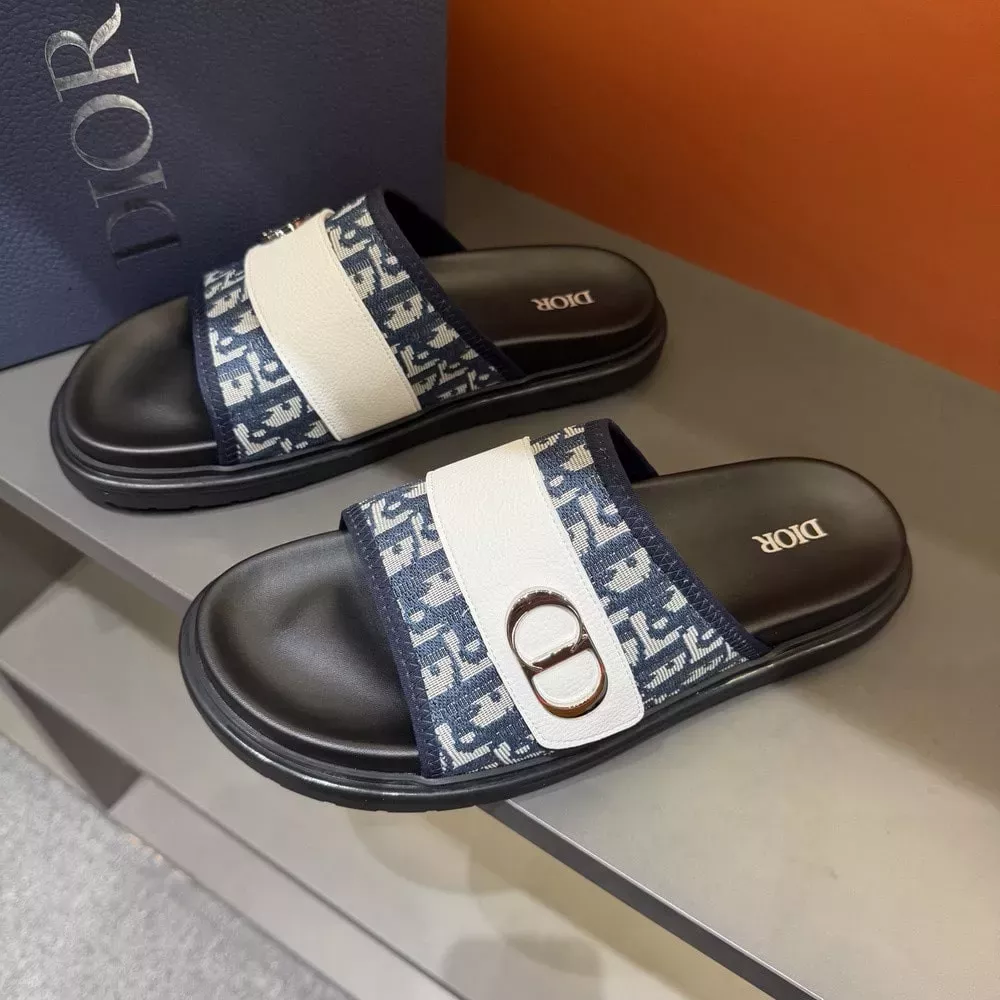 디올 오블리크 벨크로 슬라이드 샌들