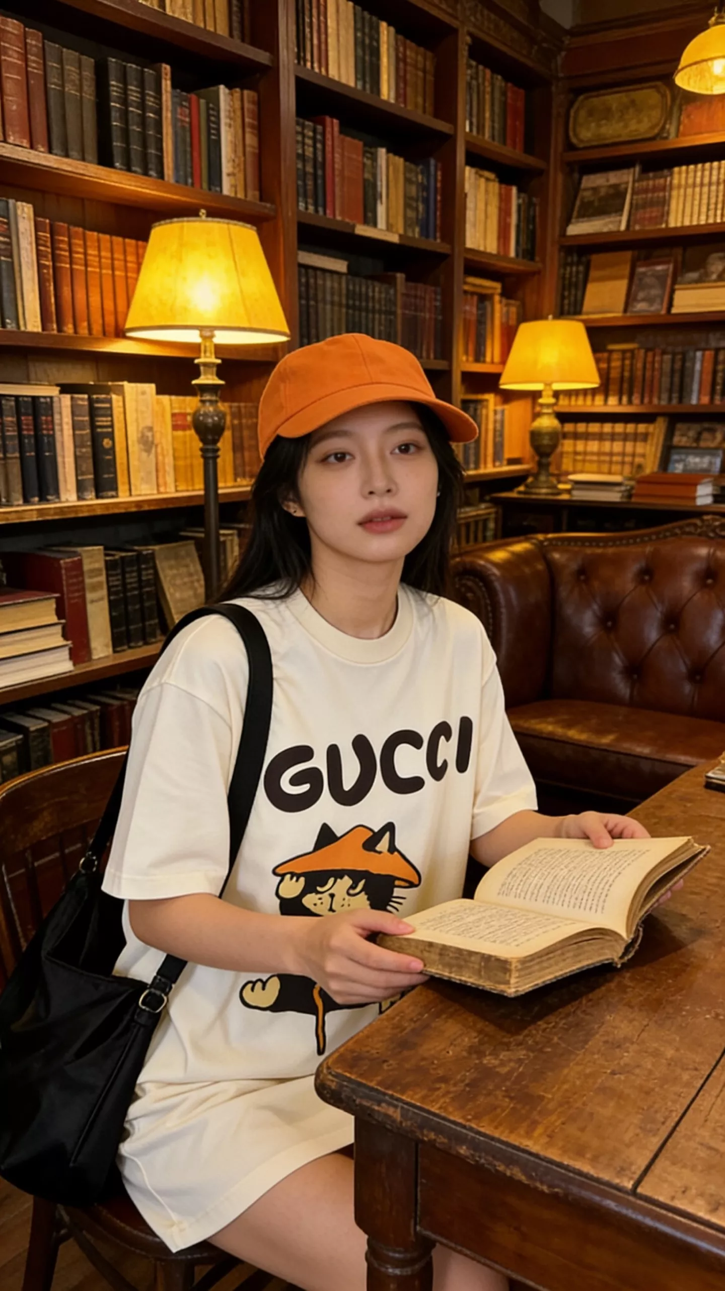 구찌 카툰 초상 캣 프린트 라운드 반팔 상세 이미지 20