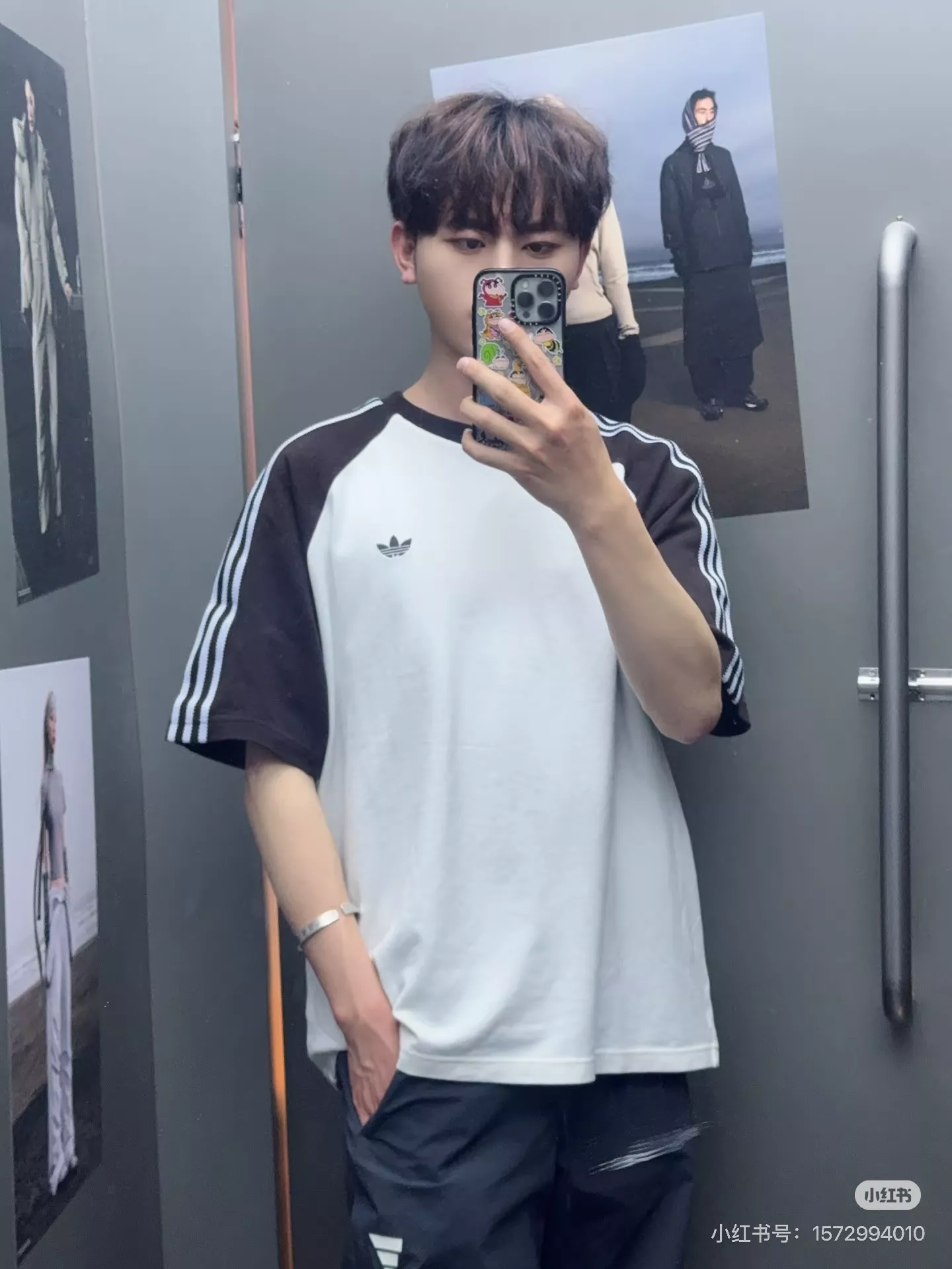 아디다스 클래식 라글란 배색 반팔 상의 상세 이미지 13