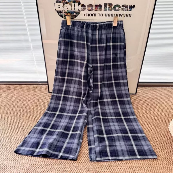 랄프로렌 블루 체크 와이드 팬츠