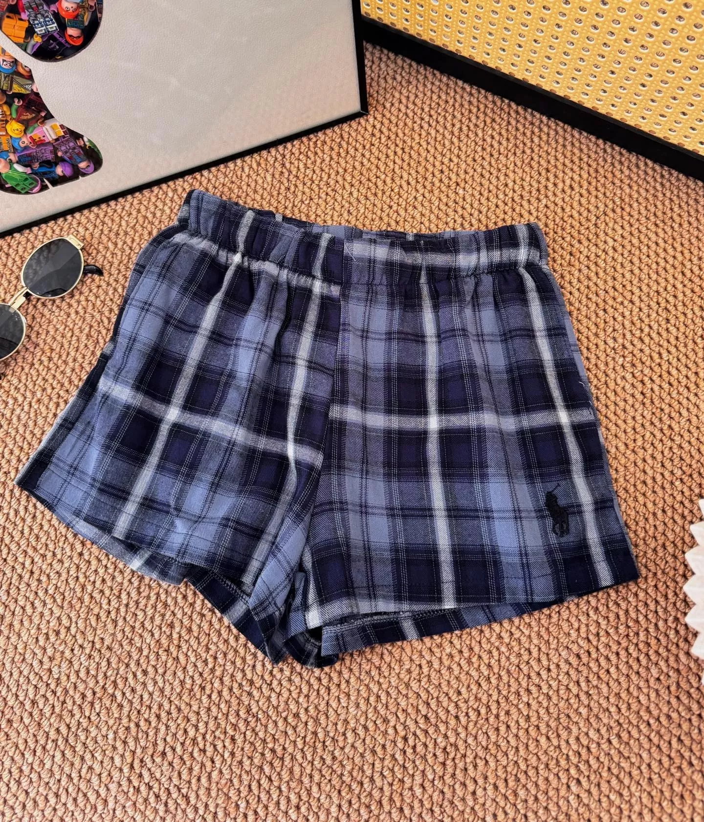 랄프로렌 블루 체크 밴딩 반바지 상세 이미지 3