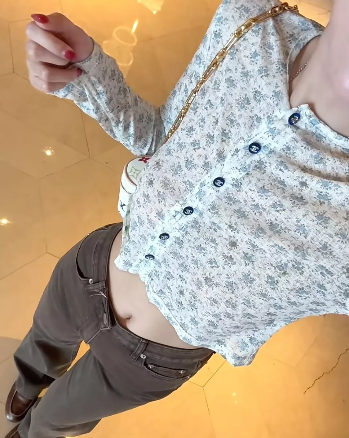 샤넬 빈티지 무드 블루 플라워 경량 가디건 상세 이미지 27