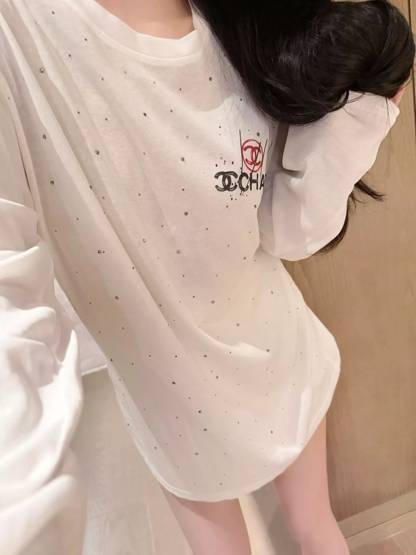 샤넬 드로잉 로고 핫픽스 롱슬리브 탑 상세 이미지 20