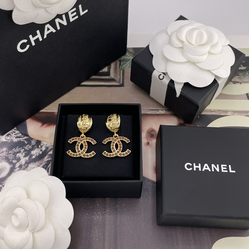 샤넬 더블씨 앰버톤 드롭 이어링