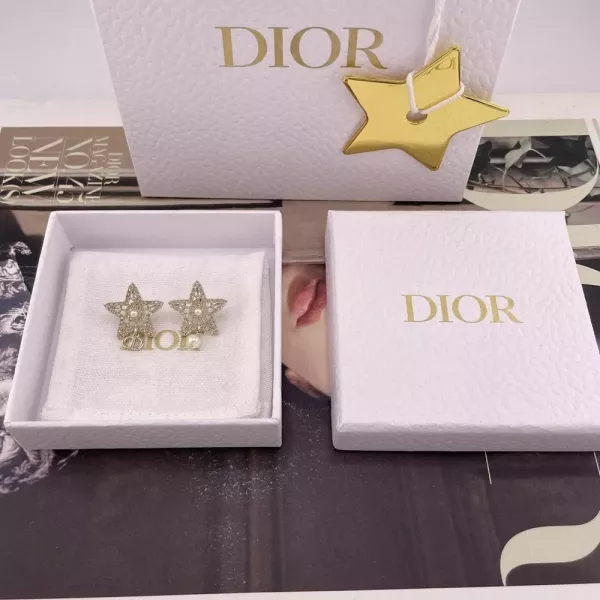 디올 CD 별 펄 드롭 이어링