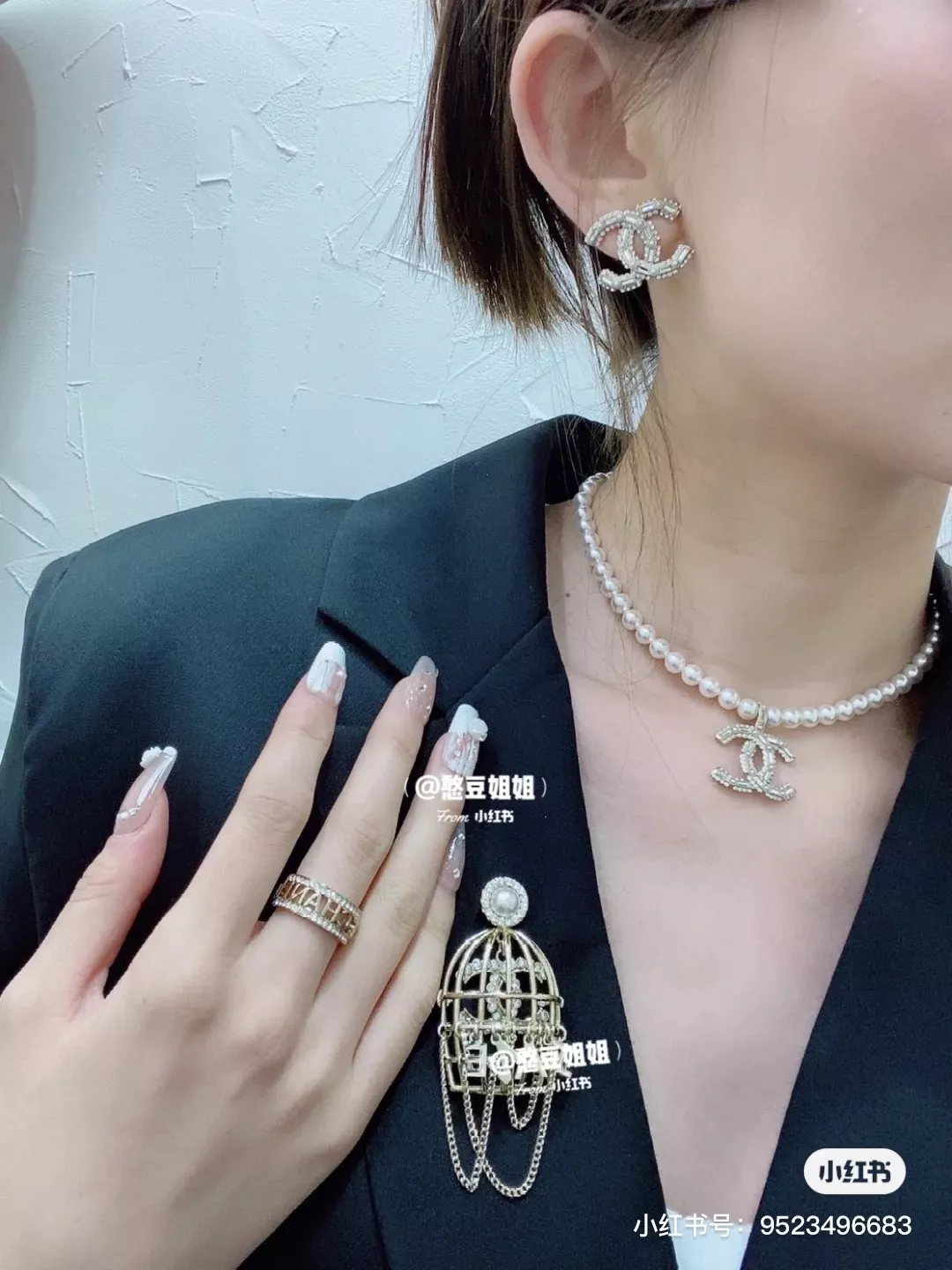 샤넬 더블 씨 큐빅 포인트 이어링 상세 이미지 20