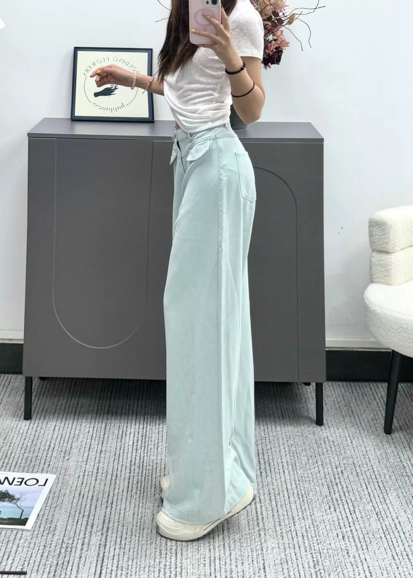 샤넬 큐빅 장식 와이드 데님 팬츠 상세 이미지 16
