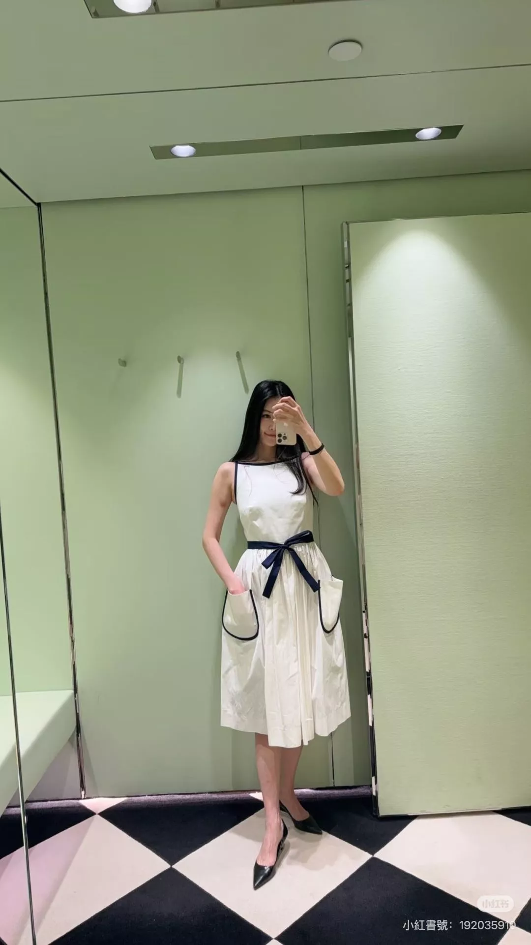 프라다 화이트 블루 배색 코튼 스커트 상세 이미지 33