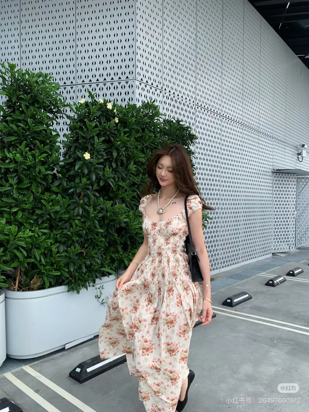 노브랜드 빈티지 레드 플라워 코튼 드레스 상세 이미지 12
